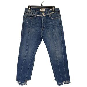Frame Denim Blue Jeans Le Original Wetherly Mix Raw Hem Front Seam